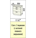 Кухня ТРОПИКАНА 17.92 Стол с 3 ящиками (с системой плавного закрывания)